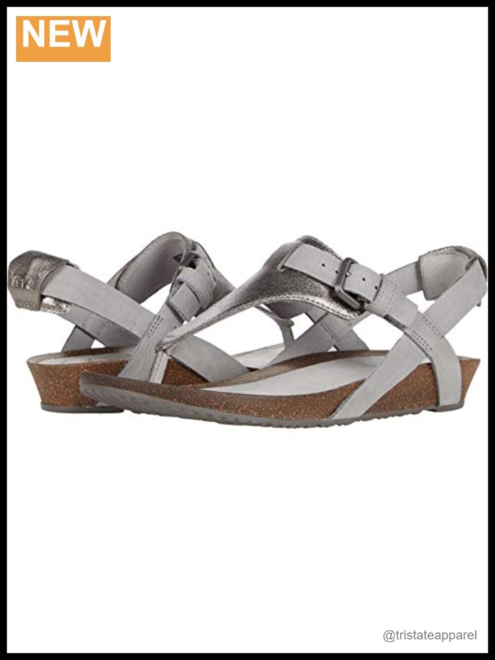 Teva Mahonia 3-Point Leather Wedge Sandal Metallic